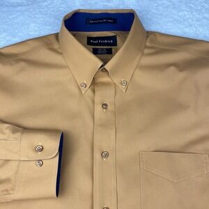Paul Fredrick Dress Shirt Mens 16.5-36 Golden Orange Tailored Fit No Iron